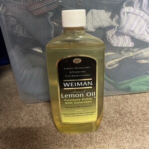 Original Weiman Natural Lemon Oil Furniture Polish Sunscreen 16 oz Nearly Full
